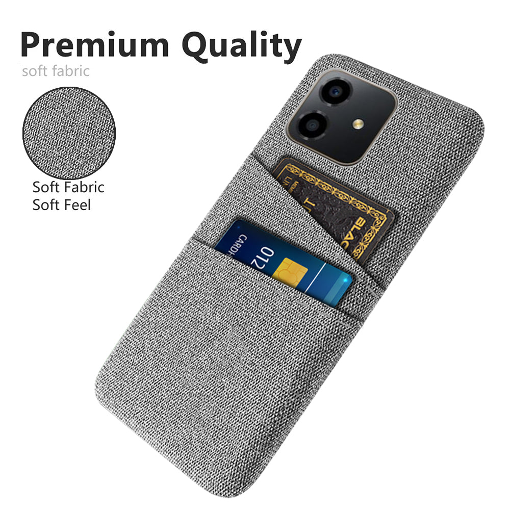 For Honor Play6C 4G Shockproof Cloth Texture Phone Case Dual Card Slots Hard PC Protective Mobile Phone Cover