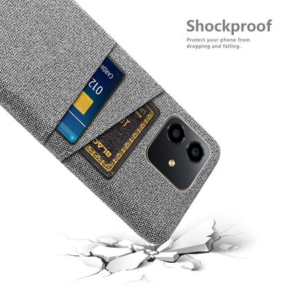 For Honor Play6C 4G Shockproof Cloth Texture Phone Case Dual Card Slots Hard PC Protective Mobile Phone Cover