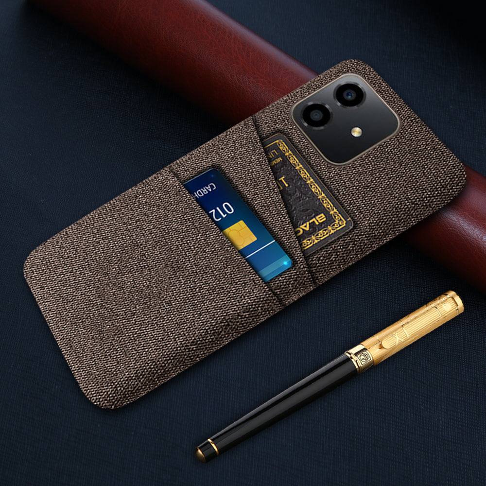 For Honor Play6C 4G Shockproof Cloth Texture Phone Case Dual Card Slots Hard PC Protective Mobile Phone Cover