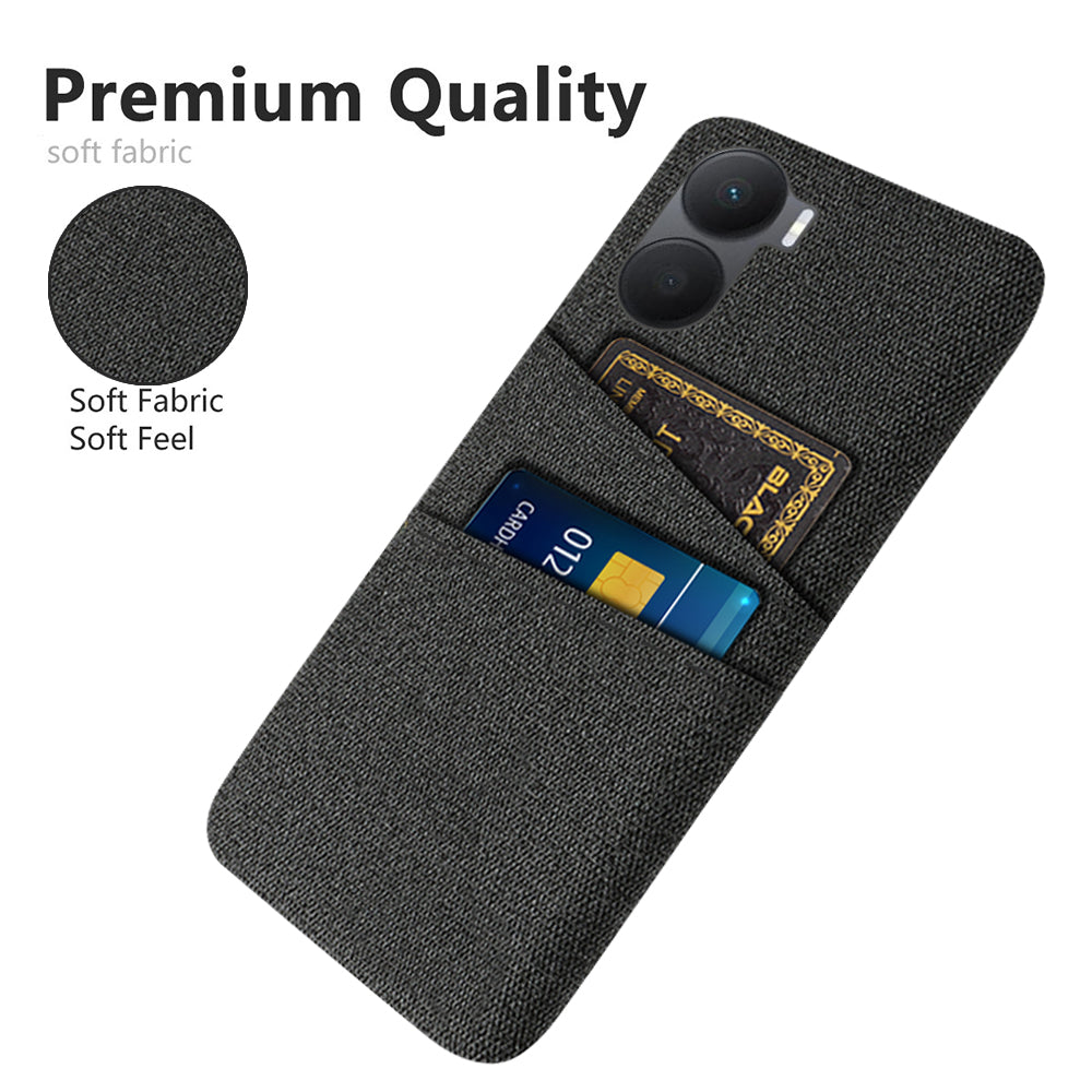For Honor Play 40 Plus 5G Cloth Texture Phone Case Dual Card Slots Shockproof Hard PC Cover