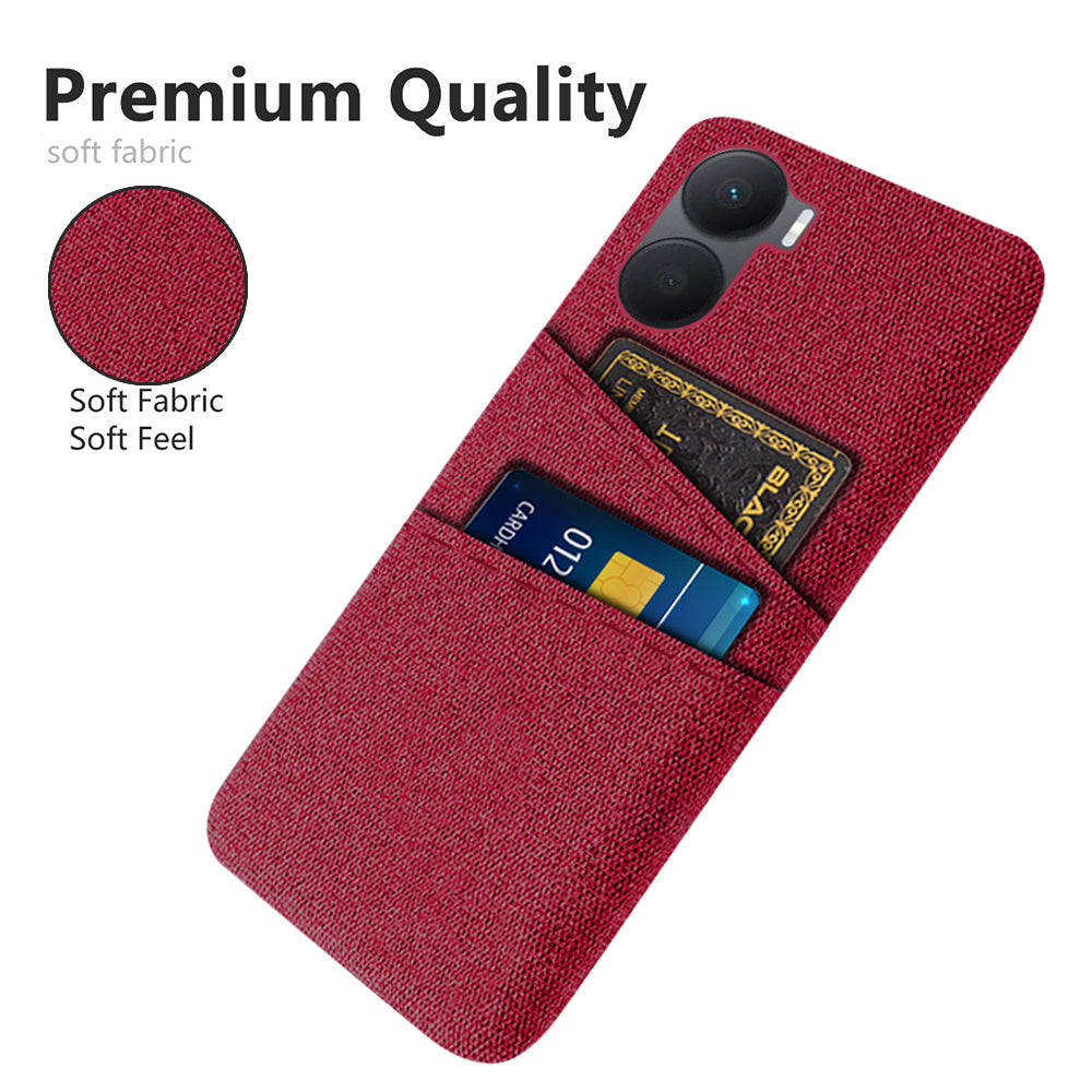 For Honor Play 40 Plus 5G Cloth Texture Phone Case Dual Card Slots Shockproof Hard PC Cover