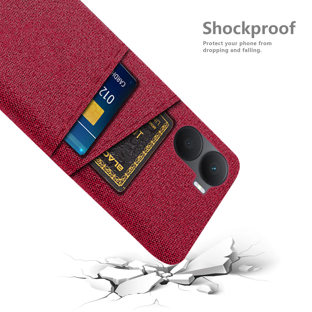For Honor Play 40 Plus 5G Cloth Texture Phone Case Dual Card Slots Shockproof Hard PC Cover