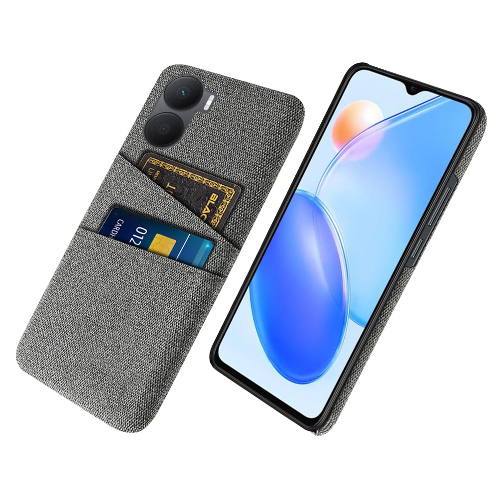 For Honor Play 40 Plus 5G Cloth Texture Phone Case Dual Card Slots Shockproof Hard PC Cover