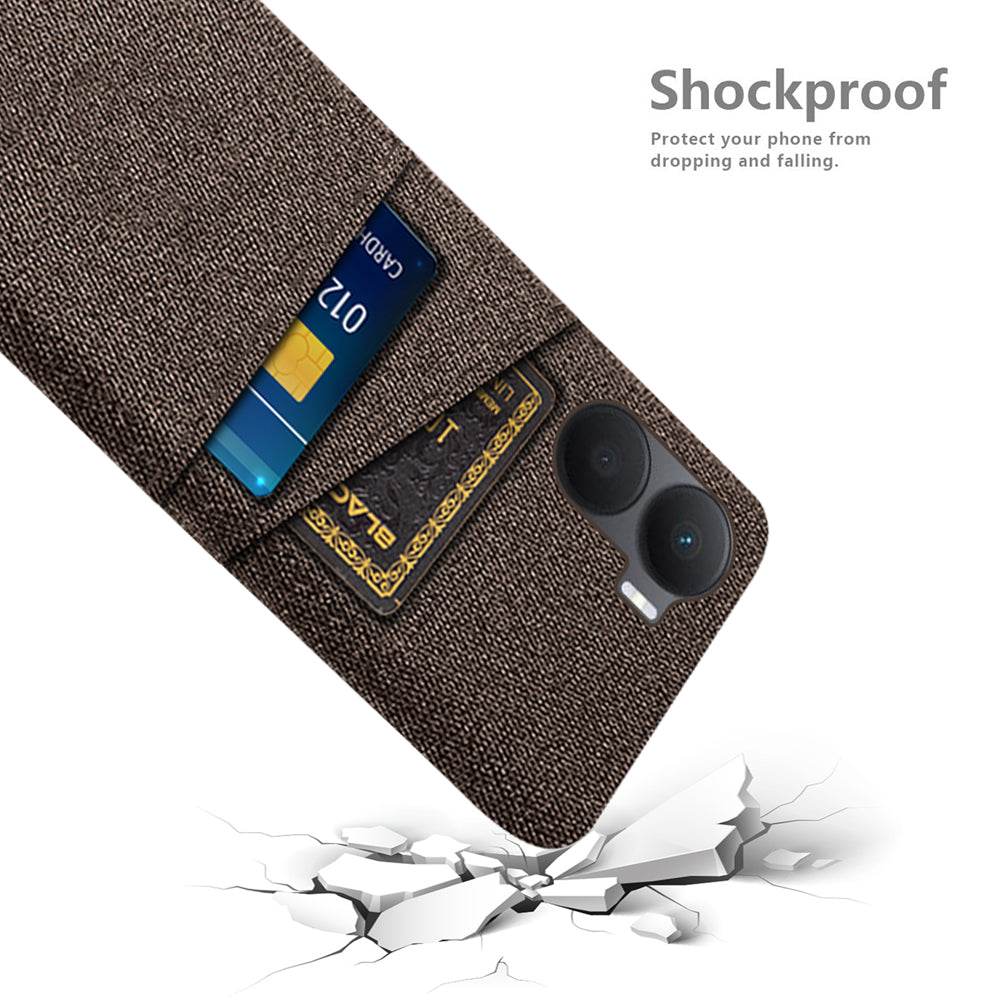 For Honor Play 40 Plus 5G Cloth Texture Phone Case Dual Card Slots Shockproof Hard PC Cover