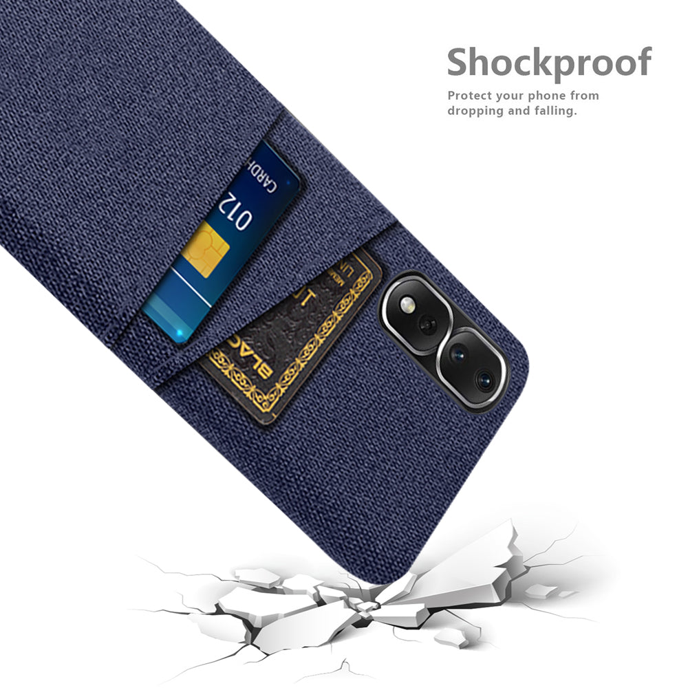For Honor 80 Pro 5G Cloth Texture Phone Case Dual Card Slots Anti-drop PC Protective Cover
