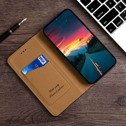 For Realme 10 Pro+ 5G Plaid Pattern PU Leather Card Holder Stand Case Magnetic Auto Closing Protective Phone Cover