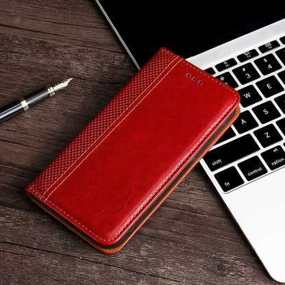 For Realme 10 Pro+ 5G Plaid Pattern PU Leather Card Holder Stand Case Magnetic Auto Closing Protective Phone Cover