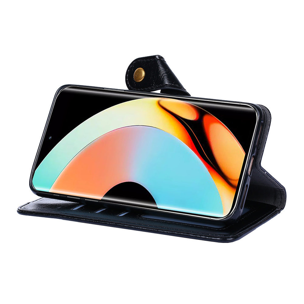 For Realme 10 Pro+ 5G Zipper Pocket PU Leather Shockproof Phone Case Wallet Stand Cover with Handy Strap