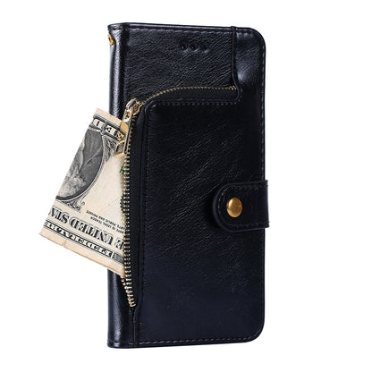 For Realme 10 Pro+ 5G Zipper Pocket PU Leather Shockproof Phone Case Wallet Stand Cover with Handy Strap