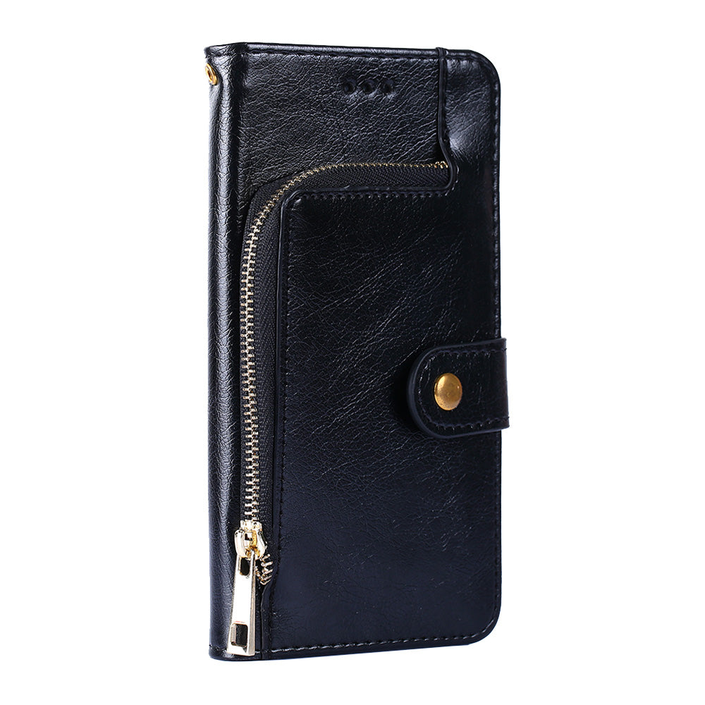 For Realme 10 Pro+ 5G Zipper Pocket PU Leather Shockproof Phone Case Wallet Stand Cover with Handy Strap