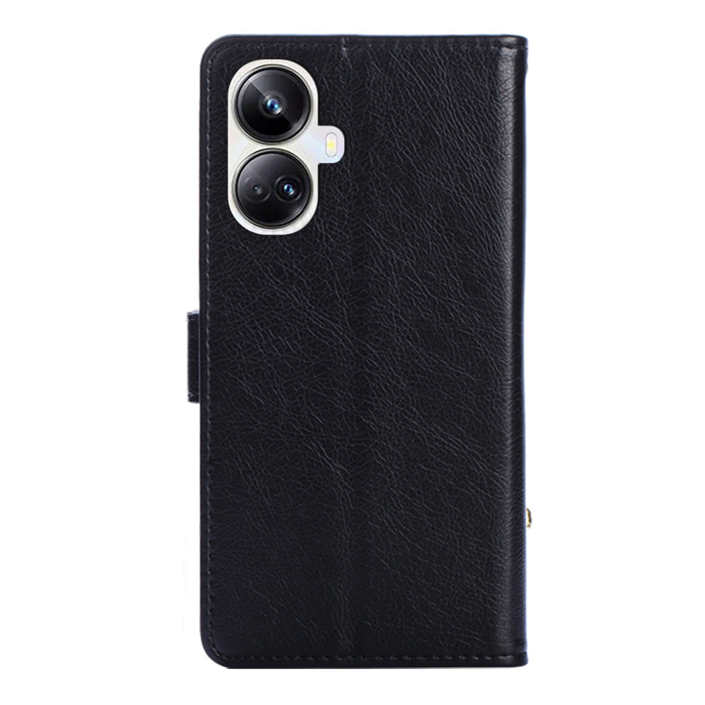 For Realme 10 Pro+ 5G Zipper Pocket PU Leather Shockproof Phone Case Wallet Stand Cover with Handy Strap