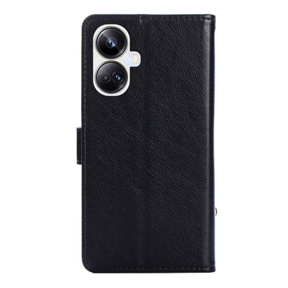 For Realme 10 Pro+ 5G Zipper Pocket PU Leather Shockproof Phone Case Wallet Stand Cover with Handy Strap