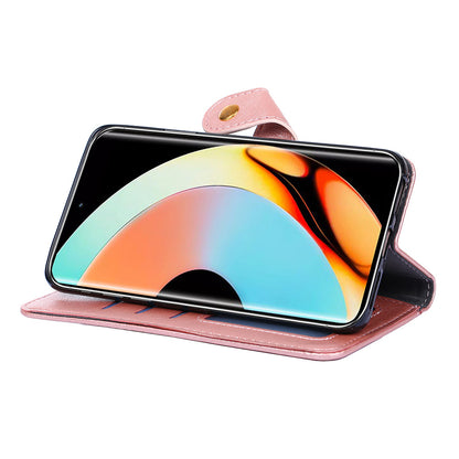 For Realme 10 Pro+ 5G Zipper Pocket PU Leather Shockproof Phone Case Wallet Stand Cover with Handy Strap