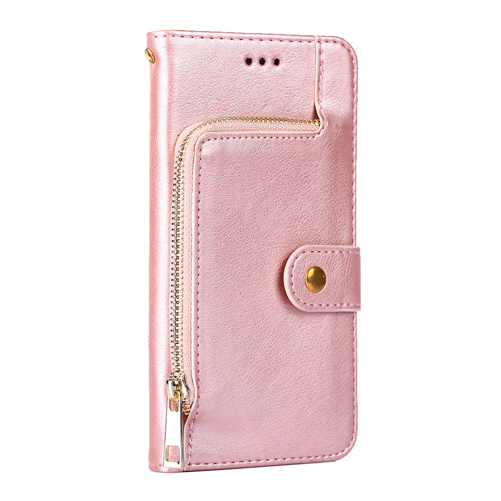 For Realme 10 Pro+ 5G Zipper Pocket PU Leather Shockproof Phone Case Wallet Stand Cover with Handy Strap