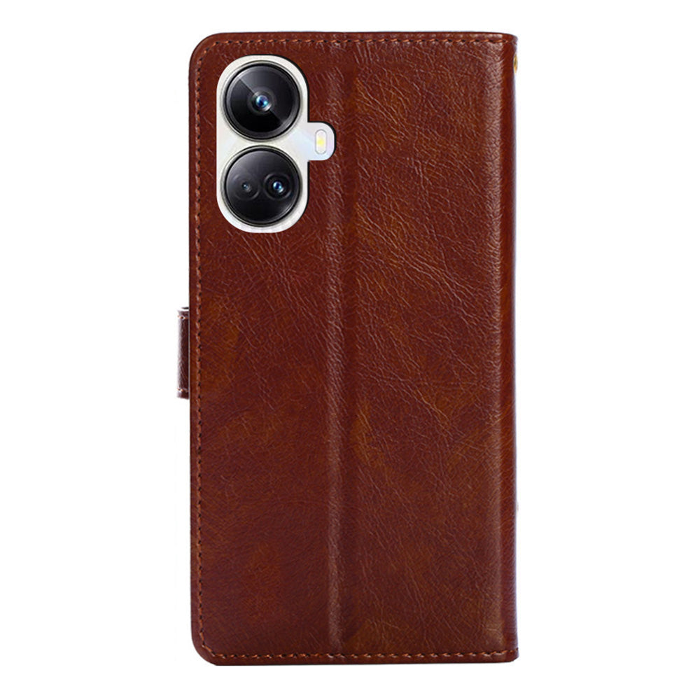 For Realme 10 Pro+ 5G Zipper Pocket PU Leather Shockproof Phone Case Wallet Stand Cover with Handy Strap
