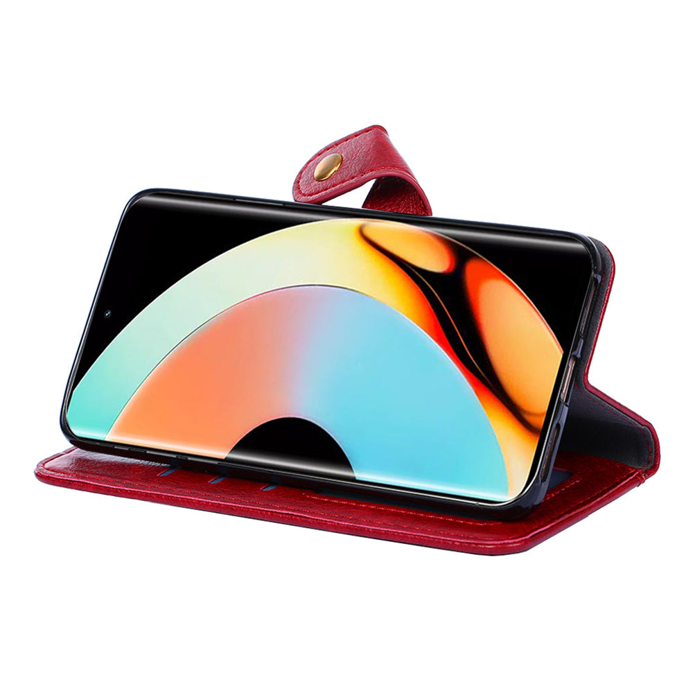 For Realme 10 Pro+ 5G Zipper Pocket PU Leather Shockproof Phone Case Wallet Stand Cover with Handy Strap