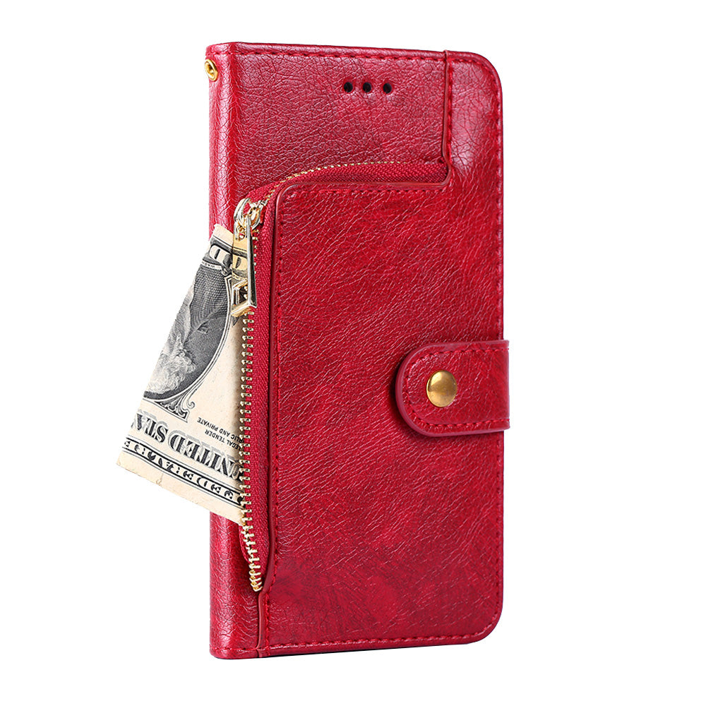 For Realme 10 Pro+ 5G Zipper Pocket PU Leather Shockproof Phone Case Wallet Stand Cover with Handy Strap