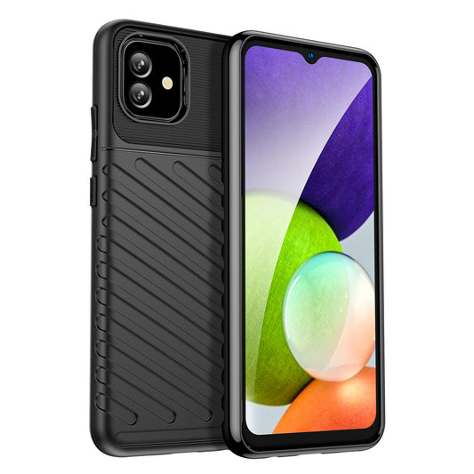 For Samsung Galaxy A04e 4G / F04 4G / M04 4G Thunder Series Twill Texture Thickened TPU Protective Phone Case Scratch-resistant Smartphone Cover