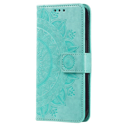 For Huawei nova 10 SE 4G Shockproof Imprinted Mandala Flower Phone Case Anti-drop Wallet Stand Cover with Strap