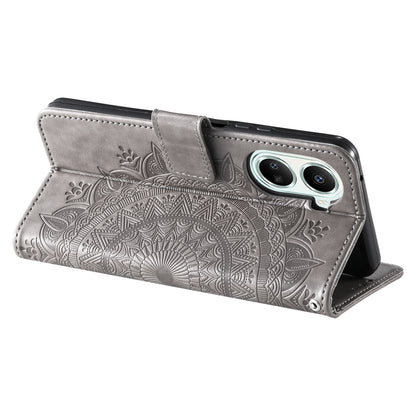 For Huawei nova 10 SE 4G Shockproof Imprinted Mandala Flower Phone Case Anti-drop Wallet Stand Cover with Strap