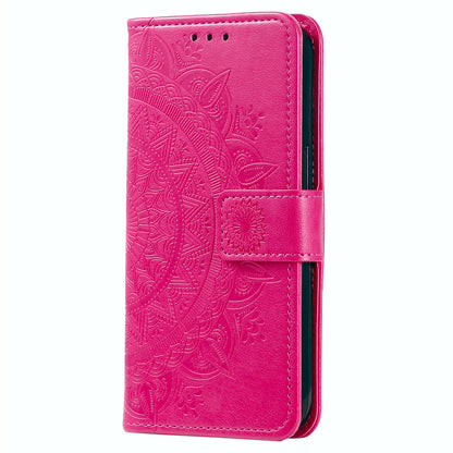 For Huawei nova 10 SE 4G Shockproof Imprinted Mandala Flower Phone Case Anti-drop Wallet Stand Cover with Strap