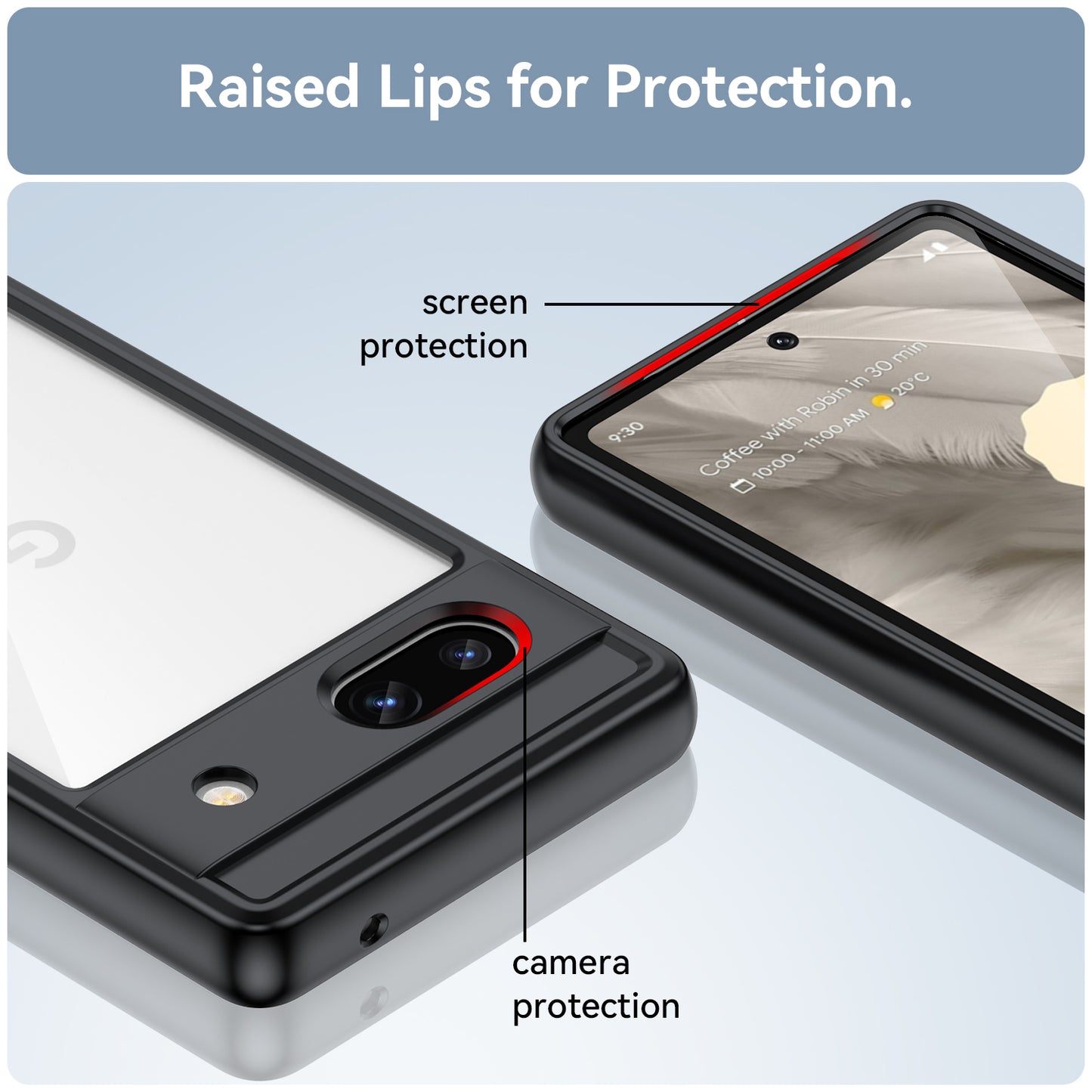 For Google Pixel 7a Phone Case, TPU Bumper+Acrylic Back Shell Shock-absorbing Protective Cover