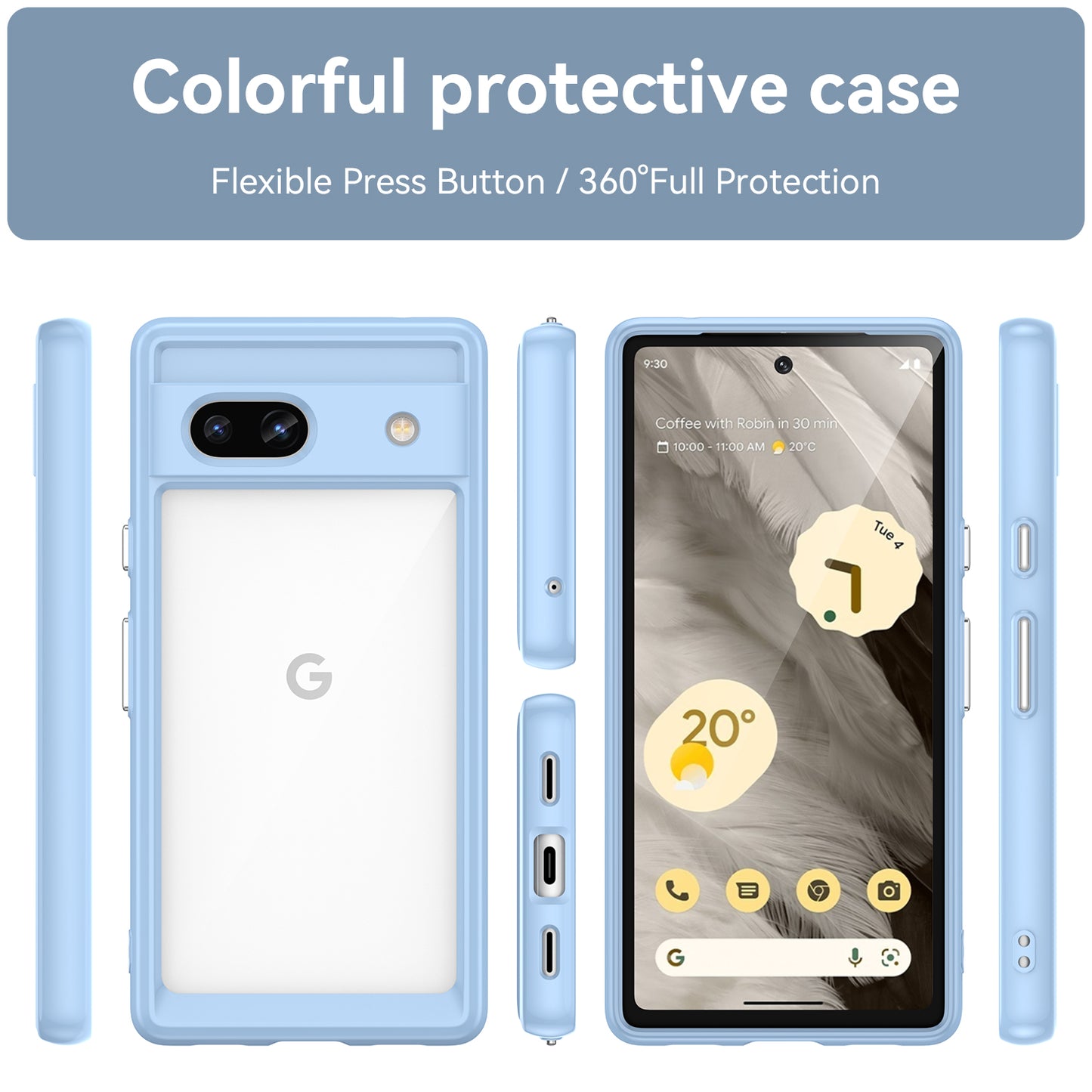 For Google Pixel 7a Phone Case, TPU Bumper+Acrylic Back Shell Shock-absorbing Protective Cover