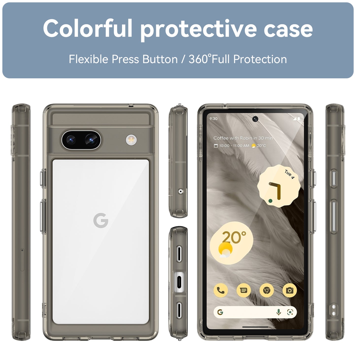 For Google Pixel 7a Phone Case, TPU Bumper+Acrylic Back Shell Shock-absorbing Protective Cover