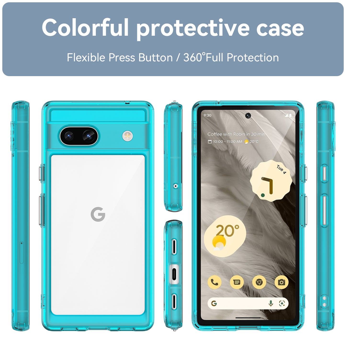 For Google Pixel 7a Phone Case, TPU Bumper+Acrylic Back Shell Shock-absorbing Protective Cover