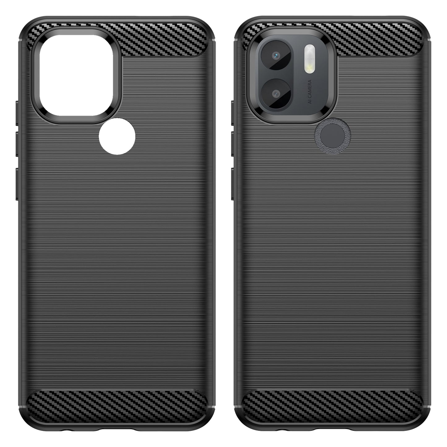 For Xiaomi Redmi A1+ 4G / A2+ 4G / Poco C50 4G Carbon Fiber Texture Anti-drop TPU Protective Phone Cover Brushed Mobile Phone Case