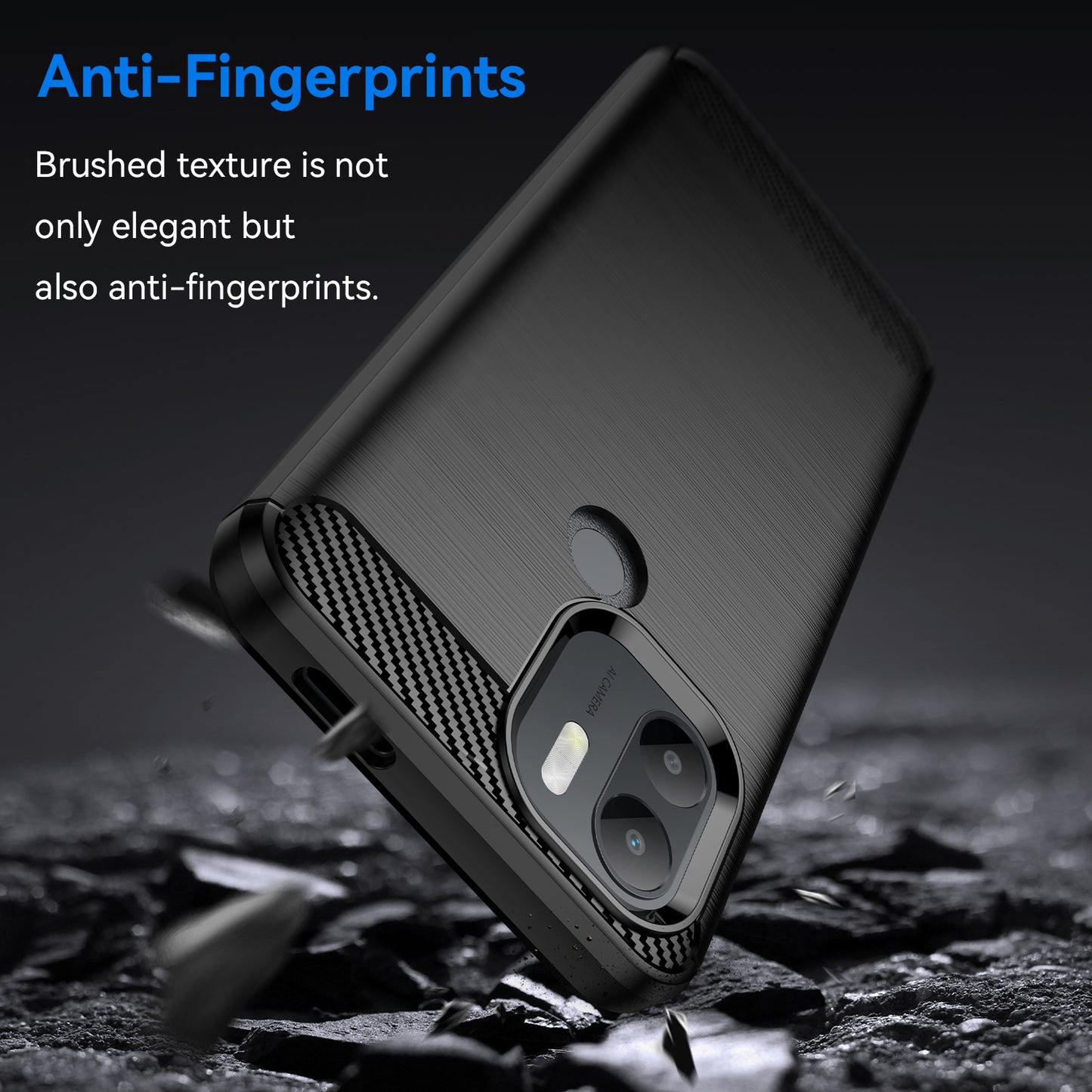 For Xiaomi Redmi A1+ 4G / A2+ 4G / Poco C50 4G Carbon Fiber Texture Anti-drop TPU Protective Phone Cover Brushed Mobile Phone Case