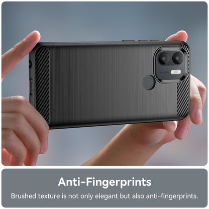 For Xiaomi Redmi A1+ 4G / A2+ 4G / Poco C50 4G Carbon Fiber Texture Anti-drop TPU Protective Phone Cover Brushed Mobile Phone Case