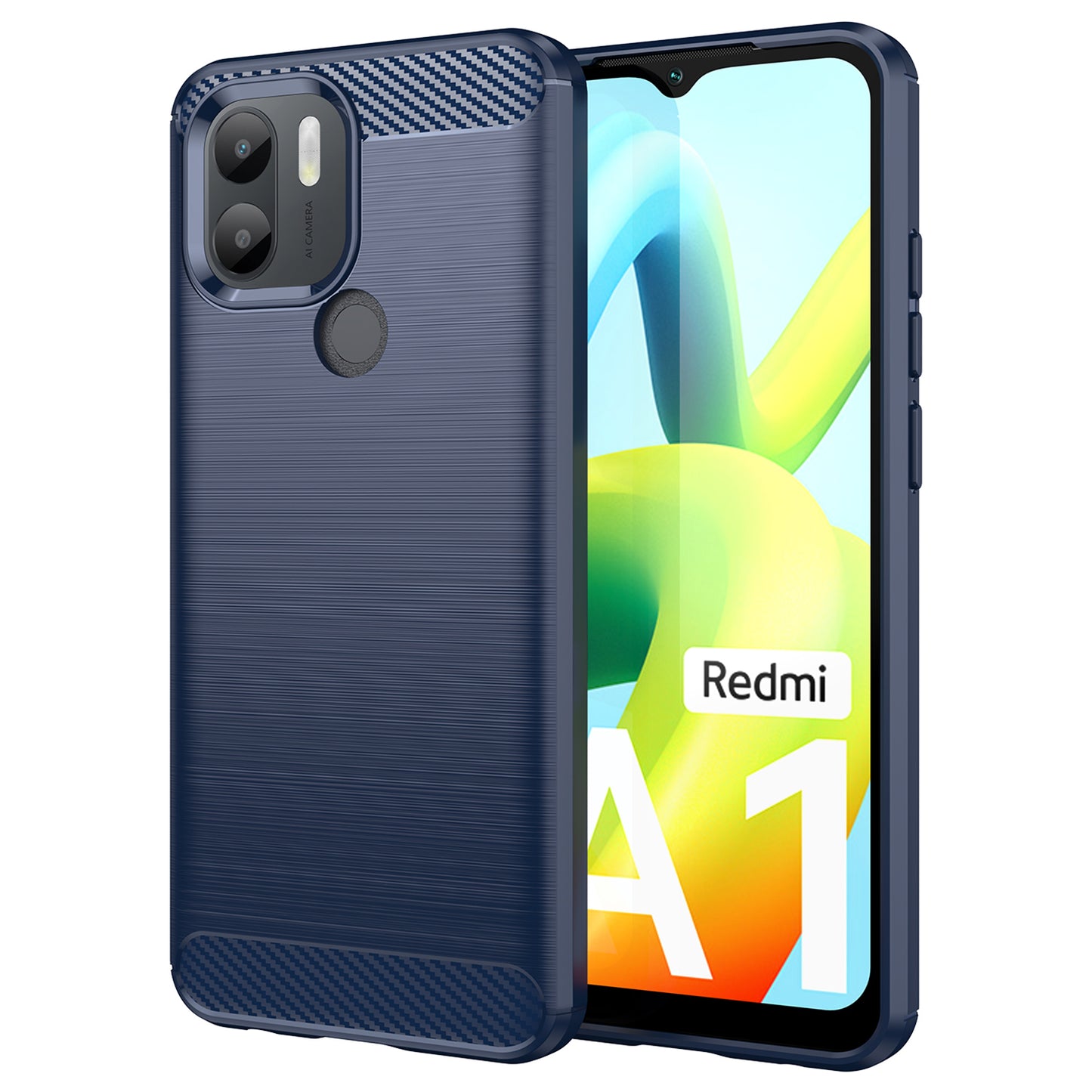 For Xiaomi Redmi A1+ 4G / A2+ 4G / Poco C50 4G Carbon Fiber Texture Anti-drop TPU Protective Phone Cover Brushed Mobile Phone Case