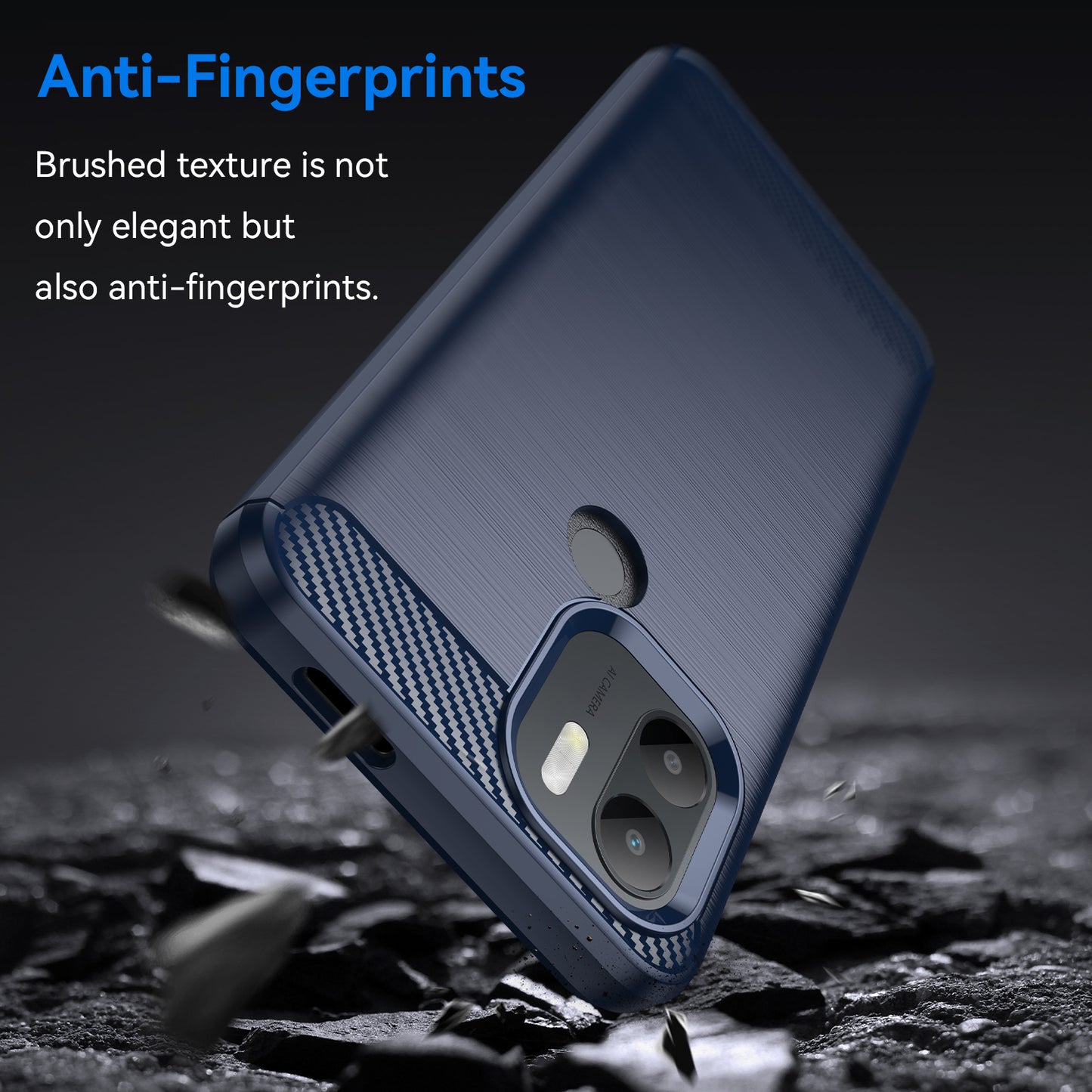 For Xiaomi Redmi A1+ 4G / A2+ 4G / Poco C50 4G Carbon Fiber Texture Anti-drop TPU Protective Phone Cover Brushed Mobile Phone Case