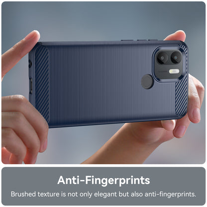 For Xiaomi Redmi A1+ 4G / A2+ 4G / Poco C50 4G Carbon Fiber Texture Anti-drop TPU Protective Phone Cover Brushed Mobile Phone Case