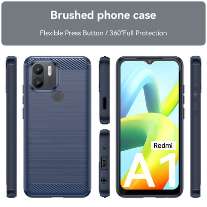 For Xiaomi Redmi A1+ 4G / A2+ 4G / Poco C50 4G Carbon Fiber Texture Anti-drop TPU Protective Phone Cover Brushed Mobile Phone Case