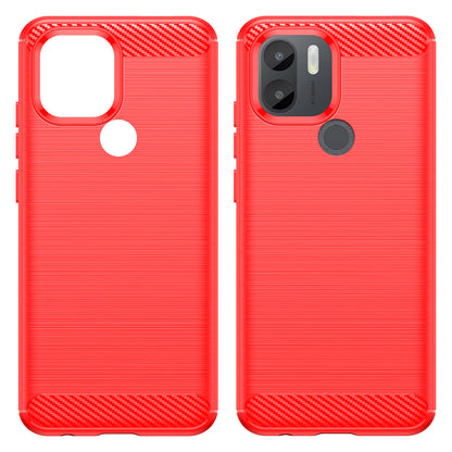 For Xiaomi Redmi A1+ 4G / A2+ 4G / Poco C50 4G Carbon Fiber Texture Anti-drop TPU Protective Phone Cover Brushed Mobile Phone Case