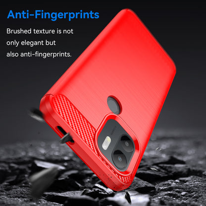 For Xiaomi Redmi A1+ 4G / A2+ 4G / Poco C50 4G Carbon Fiber Texture Anti-drop TPU Protective Phone Cover Brushed Mobile Phone Case