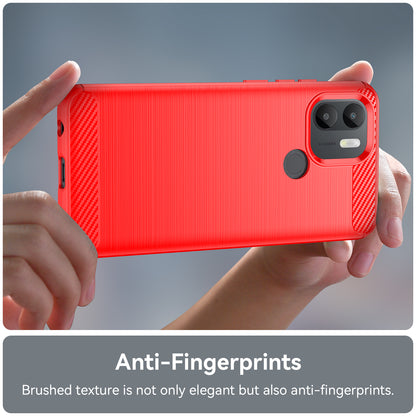 For Xiaomi Redmi A1+ 4G / A2+ 4G / Poco C50 4G Carbon Fiber Texture Anti-drop TPU Protective Phone Cover Brushed Mobile Phone Case