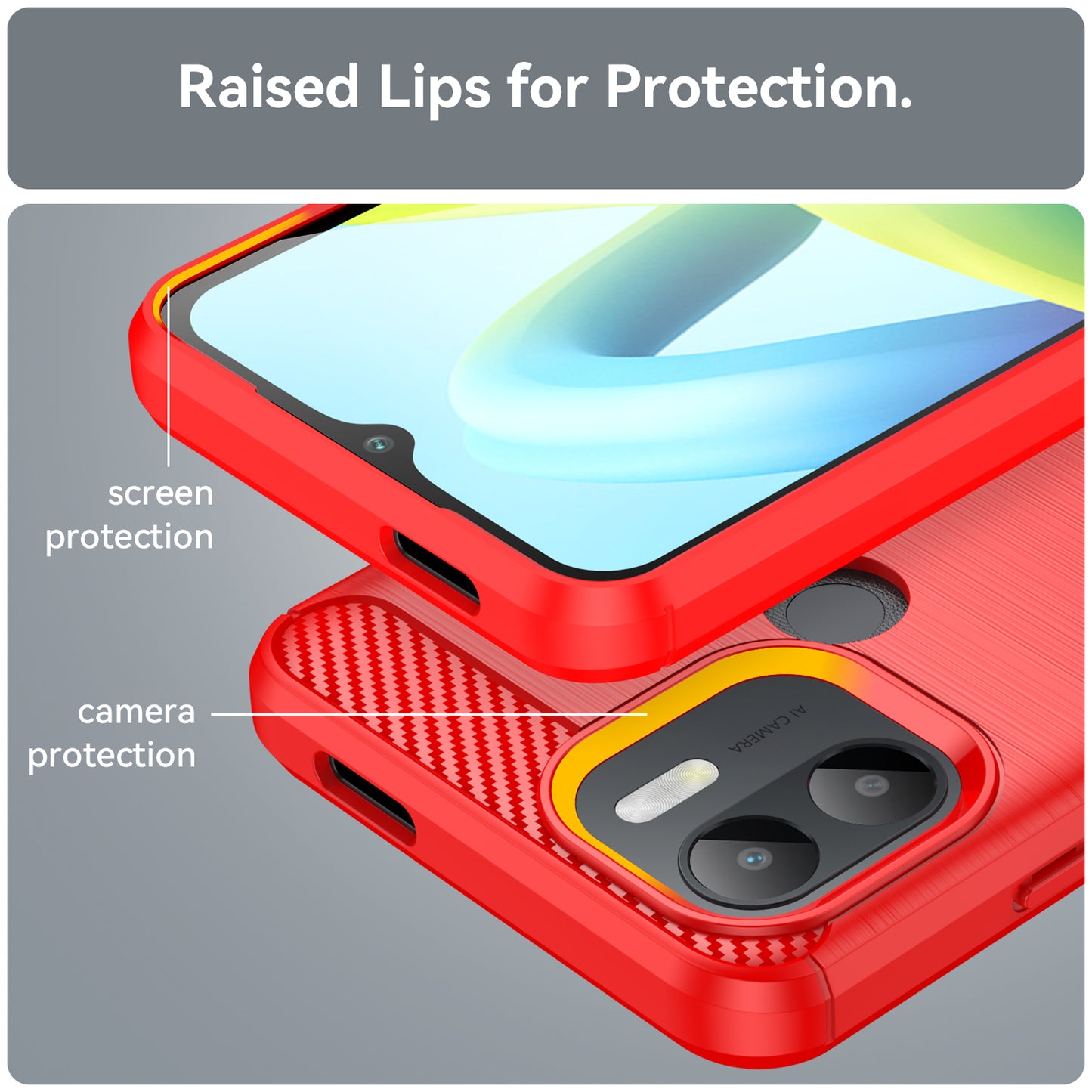 For Xiaomi Redmi A1+ 4G / A2+ 4G / Poco C50 4G Carbon Fiber Texture Anti-drop TPU Protective Phone Cover Brushed Mobile Phone Case