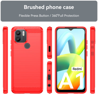 For Xiaomi Redmi A1+ 4G / A2+ 4G / Poco C50 4G Carbon Fiber Texture Anti-drop TPU Protective Phone Cover Brushed Mobile Phone Case