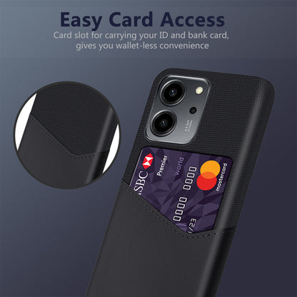 For Honor 80 SE 5G Cloth Texture Phone Case PU Leather Coated Hard PC Scratch-resistant Back Cover Card Holder
