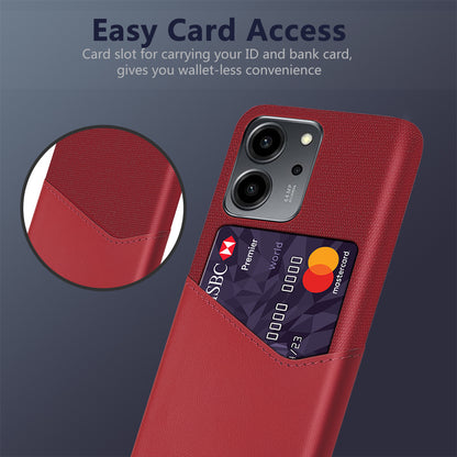 For Honor 80 SE 5G Cloth Texture Phone Case PU Leather Coated Hard PC Scratch-resistant Back Cover Card Holder