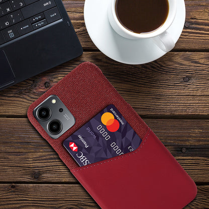 For Honor 80 SE 5G Cloth Texture Phone Case PU Leather Coated Hard PC Scratch-resistant Back Cover Card Holder