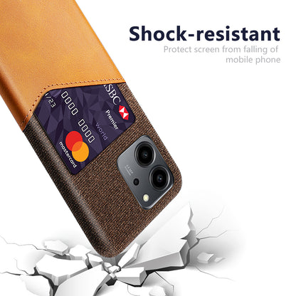 For Honor 80 SE 5G Cloth Texture Phone Case PU Leather Coated Hard PC Scratch-resistant Back Cover Card Holder