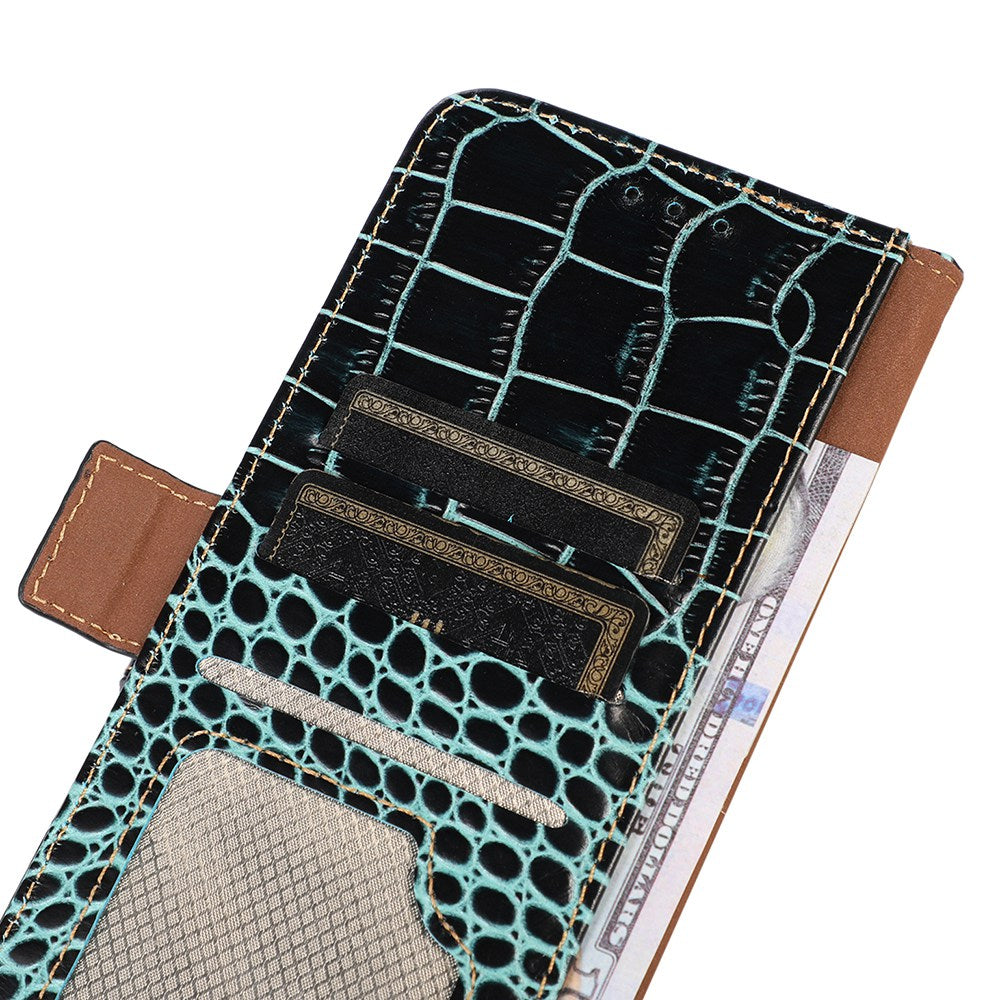 RFID Blocking Phone Case For Xiaomi 13 5G, Foldable Stand Crocodile Texture Genuine Cowhide Leather Flip Wallet Cell Phone Cover