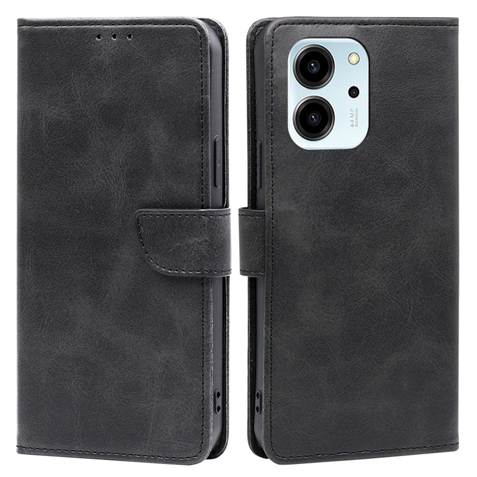 For Honor 80 SE 5G Drop-proof Calf Texture Phone Case PU Leather Flip Wallet Stand Magnetic Closure Cell Phone Cover