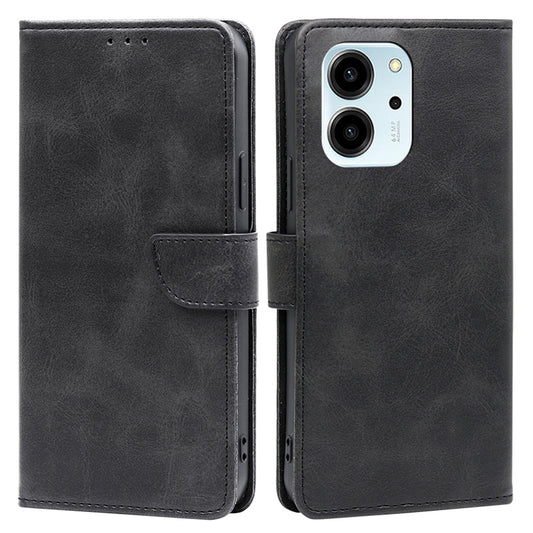 For Honor 80 SE 5G Drop-proof Calf Texture Phone Case PU Leather Flip Wallet Stand Magnetic Closure Cell Phone Cover