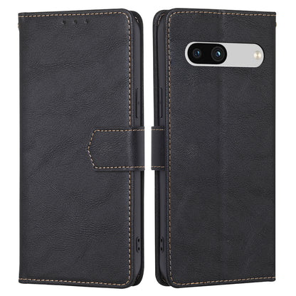 RFID Blocking Phone Cover For Google Pixel 7a, Cowhide Texture PU Leather Stand Wallet Shockproof Phone Case