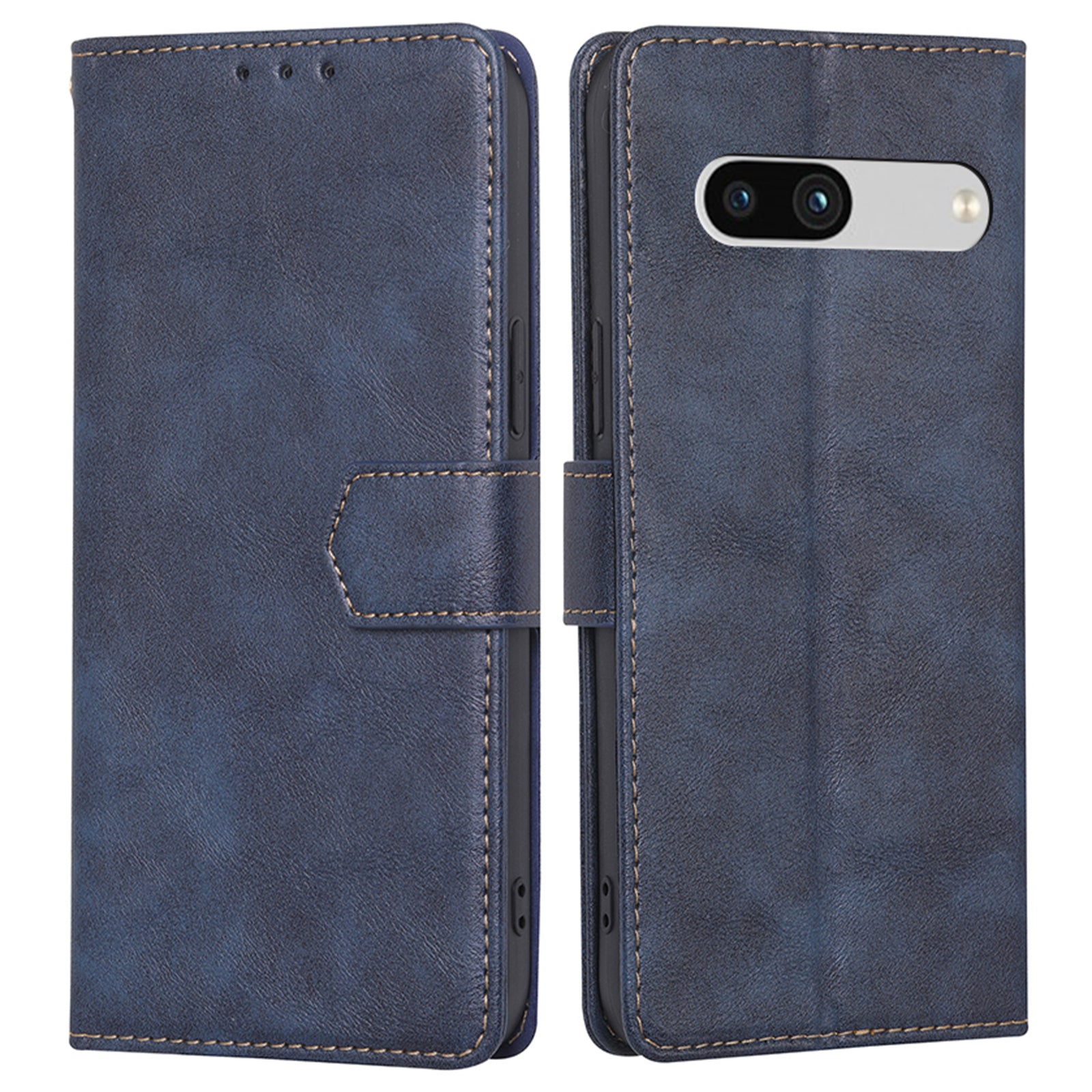 RFID Blocking Phone Cover For Google Pixel 7a, Cowhide Texture PU Leather Stand Wallet Shockproof Phone Case